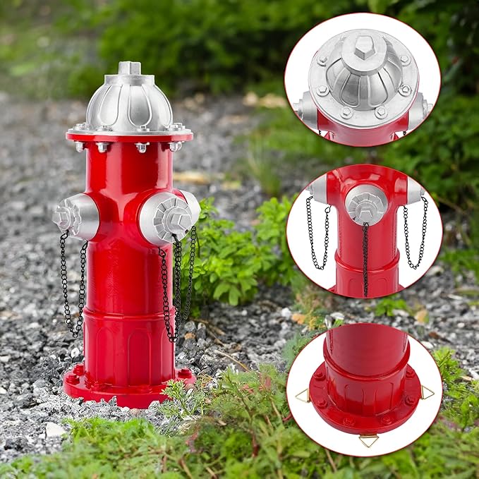 Realistic Resin Fire Hydrant Statue for Potty Training Dogs - Dog Fire Hydrant Pee Post, Weather-Resistant Garden Decor,Outdoor Garden & Lawn Ornament (Suitable for Any Size Dogs;21In;Silver)
