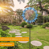 MUMTOP Wind Spinners Extra Large - 74 Inch 360 Degrees Swivel Azure Wind Sculpture Kinetic Windmill with Stake for Garden Yard Patio Lawn