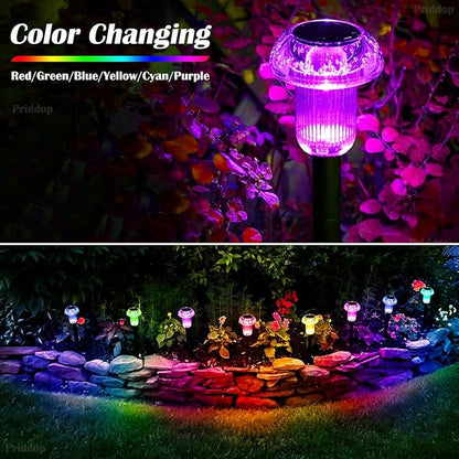 Priddop Solar Lights Outdoor Pathway Waterproof 12 Pack Color Changing LED Acrylic Mushroom Decorative Garden Lights for Yard Landscape Patio Outside Decorations