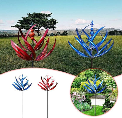Large Outdoor Metal Wind Spinners,Garden Metal Wind Sculpture,Wind Spinners for Yard Garden,Unique and Magical Metals Windmill Outdoor Wind Spinner,360° Swivel Wind Sculpture Yard Art,Durable (Blue)