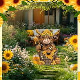 Amyhill Bee Highland Cow Outdoor Decor Honeybee Cow Metal Garden Stakes Decorative Rustic Bee Calf Lovers Yard Signs with Stakes for Farmhouse Spring Garden Lawn Outdoor Decorations