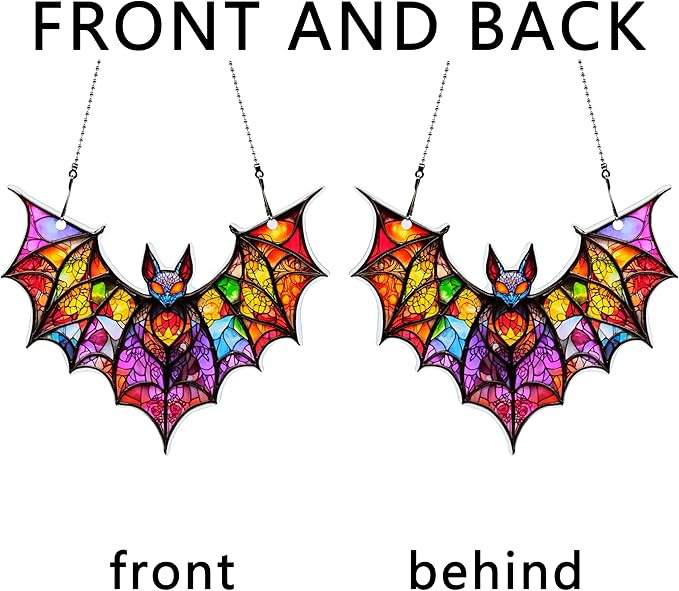 Bat Halloween Ornaments Colorful Window Hanging Decorations Home Wall Decor for Indoor Outdoor