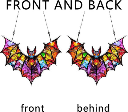 Bat Halloween Ornaments Colorful Window Hanging Decorations Home Wall Decor for Indoor Outdoor