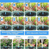Solar Fountain Pump,Water Fountain Outdoor Garden with 8 Nozzles, for Bird Bath, Ponds, Garden and Fish Tank