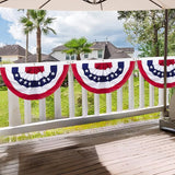 8 Pack American Pleated Fan Flag, 1.5 x 3 Ft Red White and Blue Half Fan Flag Bunting Banner, Patriotic Decorations USA Bunting Flags Outdoor Indoor for Porch Garden Memorial Day 4th of July Decor