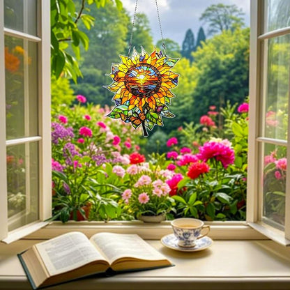 Sunflower Butterfly Ornaments Colorful Window Hanging Decorations Home Wall Decor for Indoor Outdoor