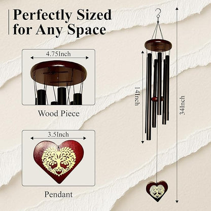 Memorial Wind Chimes, Unique Sympathy Gift for Loss of Loved One Comes with Sympathy Card & Custom Verse on Pendant - for Bereavement/Funeral/Condolences/Grieving/- Gift of Love & Remembrance