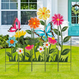 Glitzhome 40" Height Decorative Garden Stakes, 5 Pieces Metal Flowers & Butterfly Outdoor Stakes Decor, Spring Summer Garden Colorful Ornaments Yard Art Sign for Outside Lawn Backyard Patio Decor