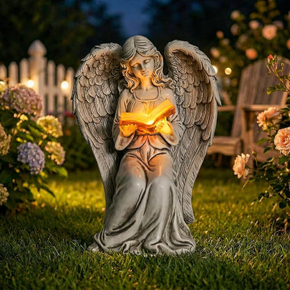 Angel Statue for Garden - 7.88 inches Guardian Solar Garden Statue, Gardening Gifts for Mom Grandma Lawn Ornaments Figurines for Outdoor Decor