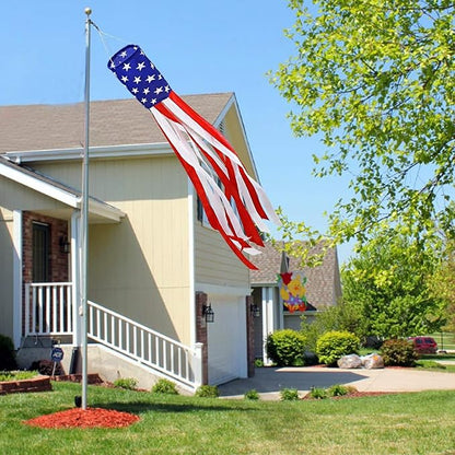 2Pack American Flags Windsock 60Inch Patriotic Decor 4th of July Windsocks with Embroidered Stars Wind Socks Hanging USA Flag Windsock Decoration for Outside Décor Memorial Day,Presidents Day
