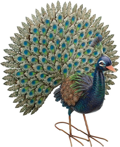 Regal Art & Gift Peacock Outdoor Statue, Decorative Garden Sculpture, Unique Metal Outdoor Figurine, Lawn Ornament Statue for Garden, Outdoor Sculpture for Yard, Wings Open, 25.25'L x9.75'W x 24.75'H