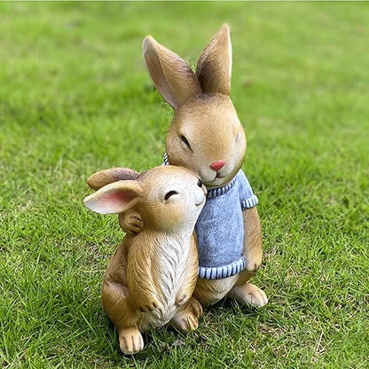 Garden Statues for Outside Yellow Rabbit Outdoor Statue - Resin Garden Sculpture for Outside Decor, 16x14x24 cm, 1kg - Charming Garden Statues for Outdoor Spaces Gardening Gifts