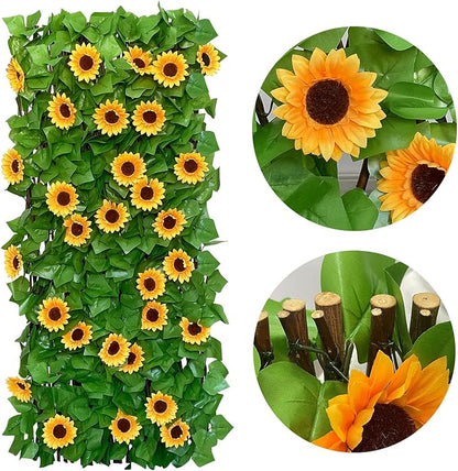 Expandable Fence Privacy Screen for Balcony Patio Outdoor,Decorative Faux Ivy Fencing Panel,Artificial Hedges (Single Sided Leaves) (2)