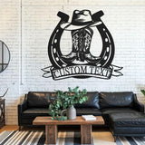 Personalized Cowboy Metal Name Sign, Western Cowboy Wall Decor, Outdoor Art Decor, Custom Western Cowboy Sign, Rustic Metal Wall Art for Home