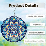 Wind Spinners Outdoor, Hanging Wind Spinner for Garden Decoration, 8 inch 3D Stainless Steel Metal Wind Sculpture for Indoor/Outdoor Decor, Mandala E