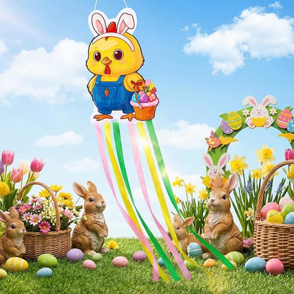 Soulchen Easter Chick Windsock Decorations for Outside 40'' Windsocks for Easter Day Decorations Hanging Chick for Farmhouse Garden Home Yard Decor