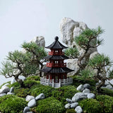 LOGOFUN Mini Pavilion Pagoda Zen Garden Statue Chinese Ancient Architecture Model for Bonsai Micro Landscape Decorations - 2.87X2.16X1.93in