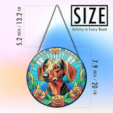 Stained Glass Dog Memorial Suncatcher,Dachshund Window Hanging,Sympathy Gifts for Pet Loss,7.9 inch/20 cm Home and Garden Decor for Dog Lovers