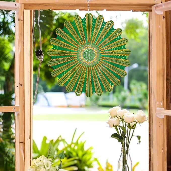 Mandala Gifts for Mom, Moms Wind Spinners, Mother's Day Best Gift for Mom, Mother Birthday Gift from Daughter Son, Love Reminder Gifts for Mother's Day, Garden Decor Gifts for Outside, Green,12in