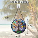 DASTOLL Stained Glass Window Hanging, Butterfly Tree Clover Sun Catchers Glass Panel Blue Suncatcher Decor for Birthday for Women, Men, Wife, Aunt, and Mom 6.3 in