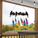 Glass Wind Chime for Outside Metal Bird Yard Art Colored Glass Memorial Wind Chimes for Mom Loved One Gifts