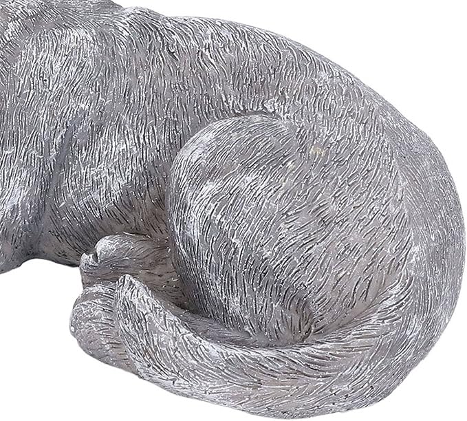 Hapivida Dog Garden Statue, Puppy Garden Memorial Stone Sleeping Dog Sculpture Decor Outdoor Resin Realistics Sculptures Grey