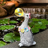 Solar Garden Duck Statue with LED Lights, Waterproof Outdoor Decor for Patio Lawn Yard, Cute Resin Duck Ornament with Unique Bubble Design, Ideal Gift for Women Mom-Gary