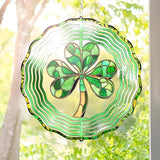 St. Patricks Day Wind Spinner-Outdoor Hanging Decorations Green Clover Shamrock Wind Spinners for Yard and Garden Stainless Steel Windspinners for Outside Hanging Ornament Gifts for Friends Neighbors