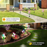 6 Pack Solar Garden Lights Outdoor, 7 Color Changing LED Waterproof Solar Powered Lily Flowers Landscape Lights for Outside Yard, Patio, Pathway Decorative, Décor