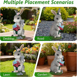 Solar Garden Decor Rabbit with Butterfly Statues Outdoor, Outdoor Figurine Statue Lights, Outdoor Garden Yard Lawn Patio Decoration, Unique House Warming Birthday Present for Women Family