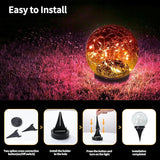 JKIMK Solar Globe Lights Outdoor Waterproof-Solar Balls for Garden-Cracked Glass Ball Lights Outdoor-Solar Orbs for Outside-Decorations for Patio and Yard Lawn Backyard Decor