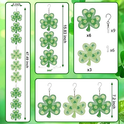 Wind Spinners Outdoor, Bird Repellent，3D Clover Hanging, 15 inches, Kinetic, Stainless-Steel Metal, Indoor and Outdoor Decoration for Garden, Patio, Yard, Gift for Women Mom Wife.
