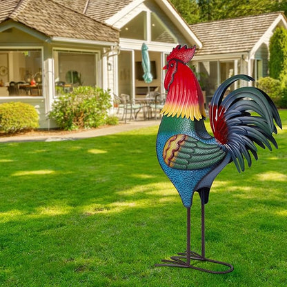 Backyard Expressions Rooster Décor Garden Statue - Chicken Yard Art Sculpture Outdoor - 63 Inch