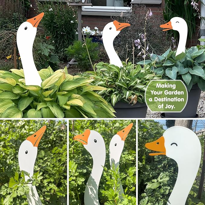 Metal Outdoor Goose Statue - Garden & Yard Decor, 17" Lawn Goose Figurine with Vibrant Rust-Resistant Finish, Weatherproof Metal Goose Decor for Patio, Entryway or Garden Gifts for Women