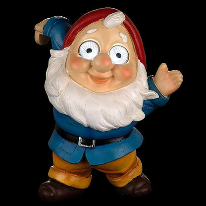 Blazin' Garden Gnome Decoration | Outdoor Solar Yard Decor - Terrace Elf Ornaments | Solar Decorative Lights for Patio, Balcony, Deck | Weather Resistant | Patio Gift | Auto On/Off - (Blue)