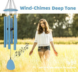 FSVGYY Wind-Chimes-Outdoor-Deep-Tone, Large Soothing Melodic Tones Mobile Windchimes, Wind Chimes for Outside, Memorial Wind Chime Best Gift for Mom Women Grandma Neighbors(32" Blue Coated Aluminum)