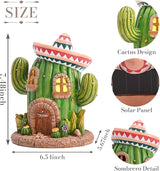TERESA'S COLLECTIONS Garden Decor, Cactus Fairy House Cinco de Mayo Decor, Waterproof Resin Garden Statue, Cinco de Mayo Gift, Garden Gift, Indoor/Outdoor, 7.5"
