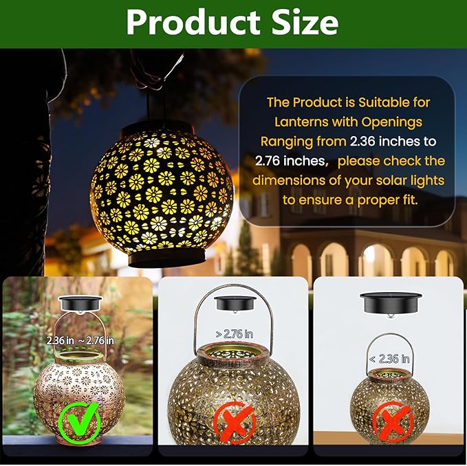 4 Pack Solar Light Replacement Tops(2.76 Inch Top, 2.36 Inch Bottom), Waterproof Replacement Solar Lantern Parts for Outdoor Hanging Lanterns DIY Table Lights Garden Patio Decor