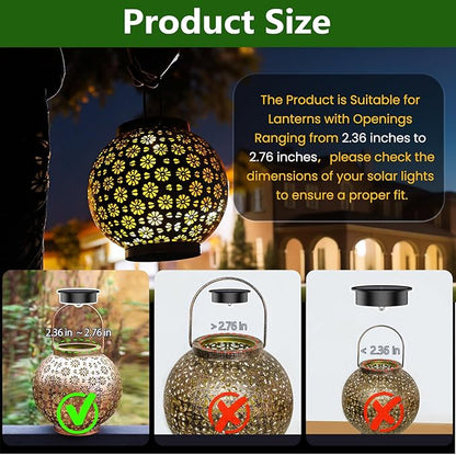 2 Pack Solar Light Replacement Tops(2.76 Inch Top, 2.36 Inch Bottom), Waterproof Replacement Solar Lantern Parts for Outdoor Hanging Lanterns DIY Table Lights Garden Patio Decor
