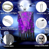 Halloween Decorations Outdoor, 2 Pack Hanging Light Ghost Spooky Skeletons Decor Supplies, Haunted Creepy House Halloween Flying Decoration with Yard Tree Porch Garden Party Indoor Décor