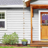 Glitzhome 8.5 FT Bird and Cup Rain Chains, Faux Copper Patina Finish Rain Chains for Gutters, Adjustable Rain Catcher Chain with V-Shaped Gutter
