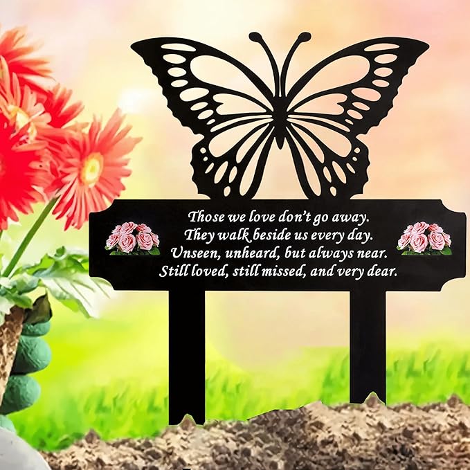 HOGIKUO Butterfly Memorial Stake for Grave Decoration, Grave Markers testing Time