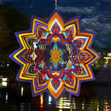 Fonmy Mandala Wind Spinner Lucky Star Worth Gift Indoor Outdoor Garden Decoration Crafts Ornaments 12 inch Multi Color Stainless Steel Wind Spinners