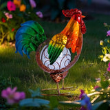 MUMTOP Rooster Solar Lights Outdoor Garden Decor, Rooster Solar Light Outdoor Waterproof with Crackle Glass Globe Gardening Statue Gifts and Metal Chicken Yard Art for Lawn Porch Patio Outside Garden