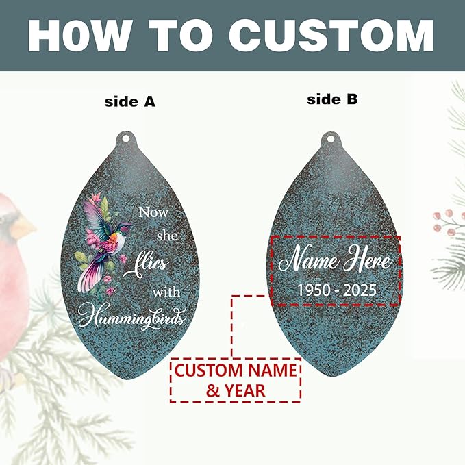ASTARIN Personalized Memorial Wind Chimes, 35" Deep Tone Hummingbird Wind Chimes Memorial Gifts for Loss Mom Dad, Sympathy Windchime in Loving Memory of Loss Loved One(Produced in USA)