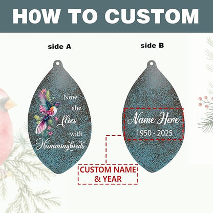 ASTARIN Personalized Memorial Wind Chimes, 35" Deep Tone Hummingbird Wind Chimes Memorial Gifts for Loss Mom Dad, Sympathy Windchime in Loving Memory of Loss Loved One(Produced in USA)