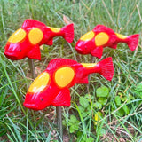 Koi Fish Decor Garden,Koi Art Decor Resin Sculptures with Stake, Garden Sculptures & Statues,A Set of 3 Pieces Fish Sculpture for Outdoors, Patio, Yard, Lawn, Pond and Home Decoration (Red)
