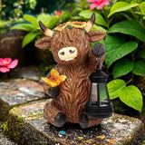 Solar Highland Cow Outdoor Statues for Garden,Outside Decor with Latern for Yard Lawn Ornaments Porch Patio Balcony Home,Birthday Easter Gifts for Grandma Mom Women