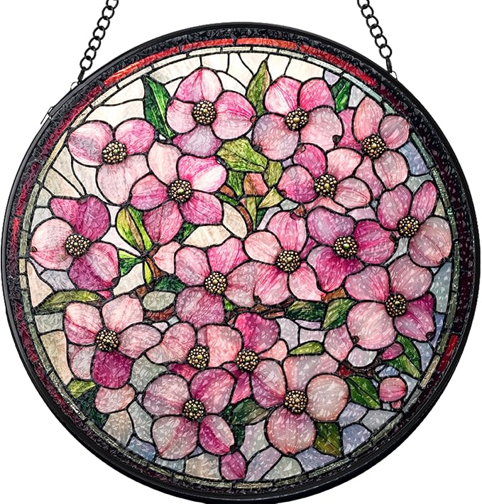 Stained Glass Suncatchers Window Hanging, Flowers Sun Catchers Indoor Window Stained Glass Hanging Garden Decor, Birthday Gifts for Mom Grandma Aunt Sister Bestie 7.8 in