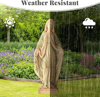 EROMMY Virgin Mary Garden Statue Outdoor 31.5” – Large Praying Holy Madonna Resin Sculpture, Blessed Mother of God Catholic Saint Yard & Lawn Religious Decor